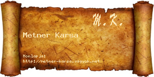 Metner Karsa névjegykártya